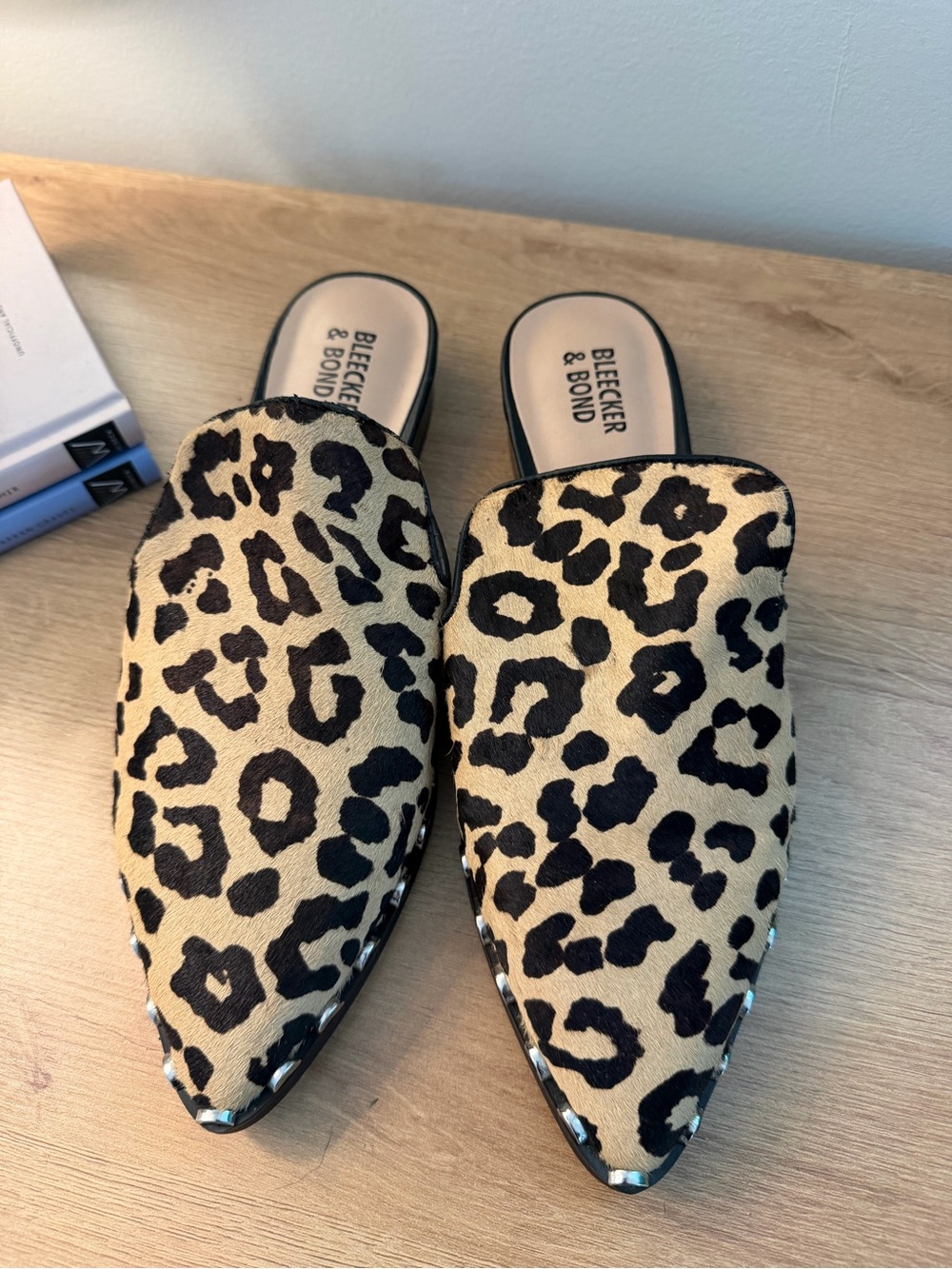 Bleaker & bond Leopard Print Pointed Toe Mules - Beige/Black